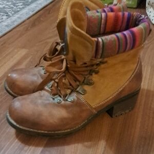 Reneeze Tan and Brown Lace Up Boots